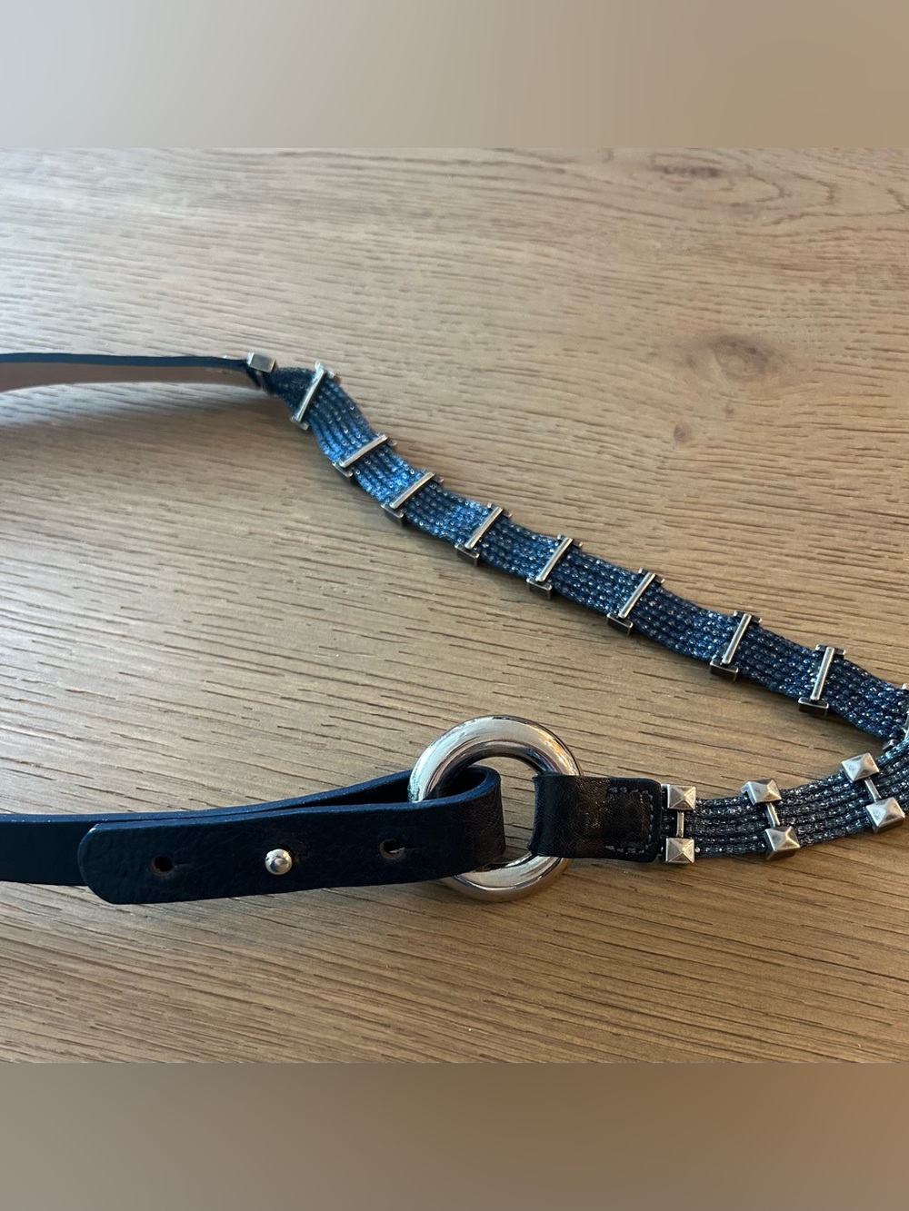 Streets Ahead Studded Metallic Mesh Leather Belt | Size Medium | Style 14960